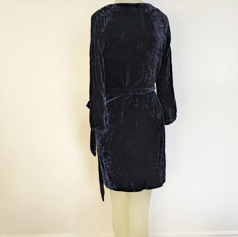 J. Crew Navy Velvet Wrap Dress